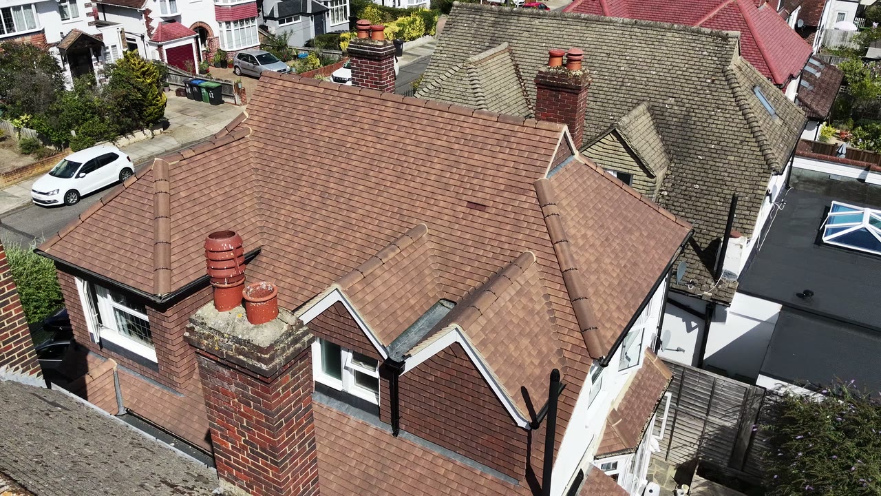Aerial roof inspection footage