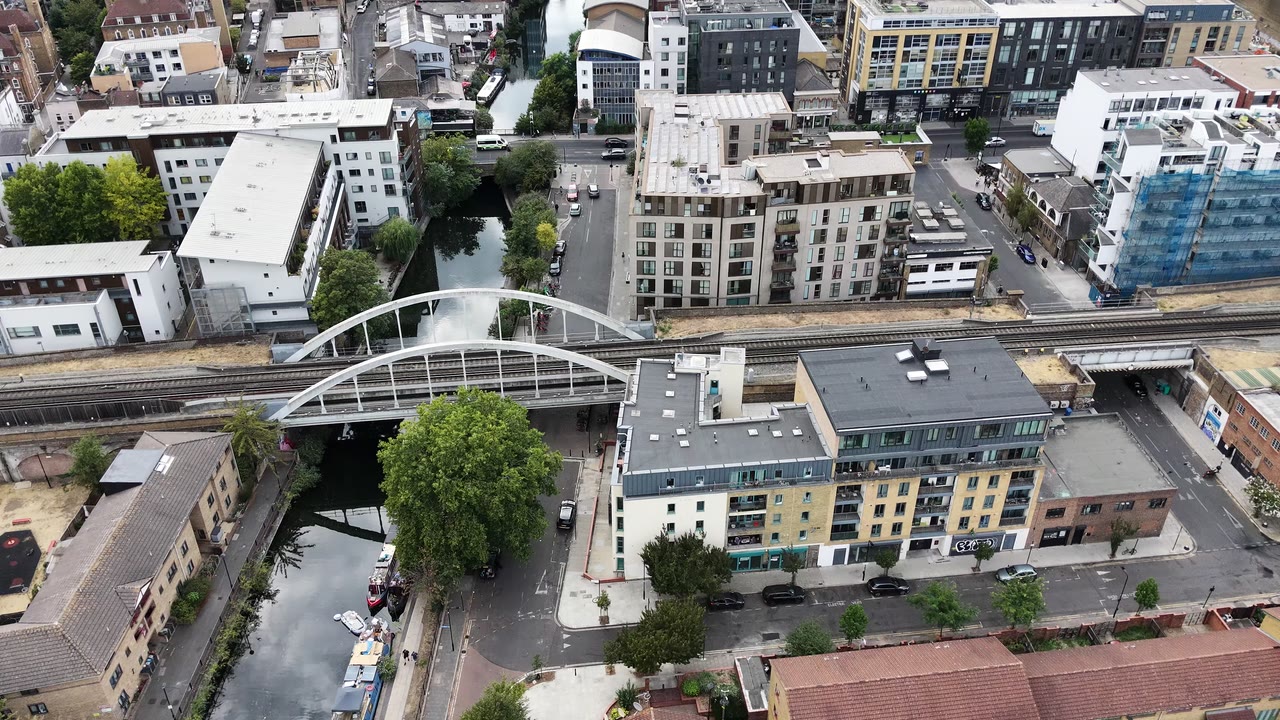 Aerial view across the Regent's Canal